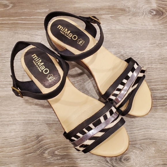 NEW miMaO Leather Wedge Platform Strappy Sandals - Picture 2 of 6